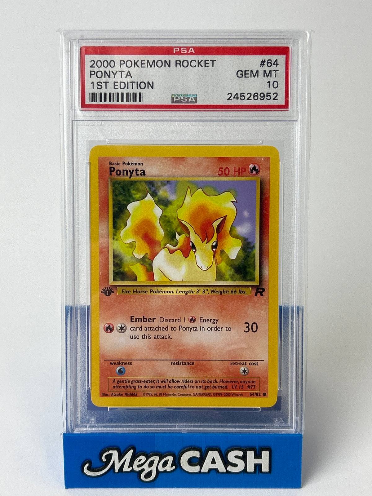 2000 Pokemon Rocket Ponyta 1st Edition 64/82 - PSA 10