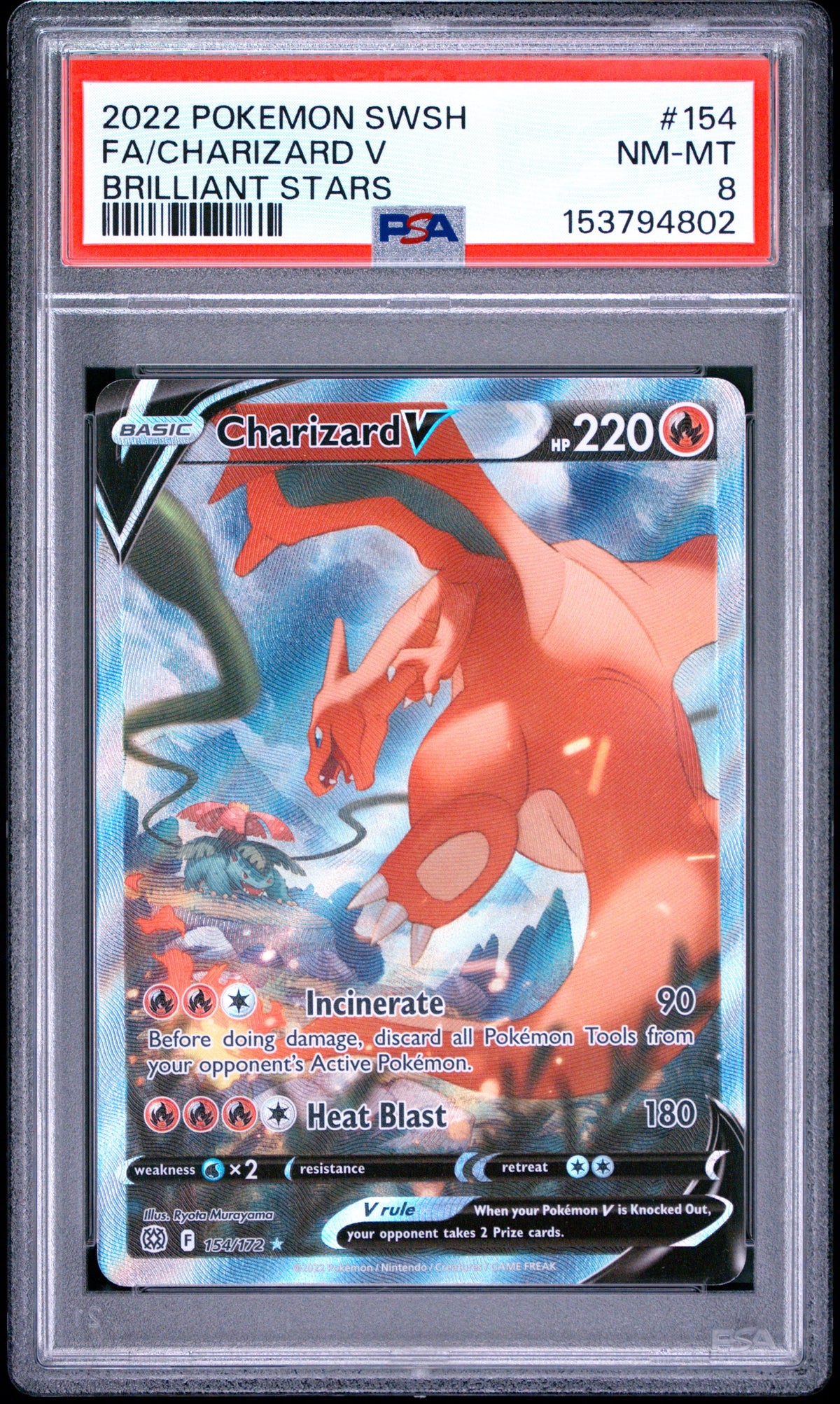 Pokemon PSA 8 Charizard V 154/172 Brilliant Stars