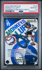 One Piece - Monkey D. Luffy Dodgers x One Piece Night EB02-010 PSA 10