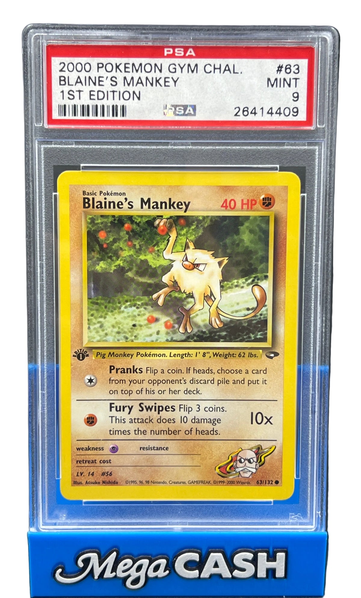 Pokémon - PSA 9 1ST Edition Blaine’s Mankey 63/132 Gym Challenge