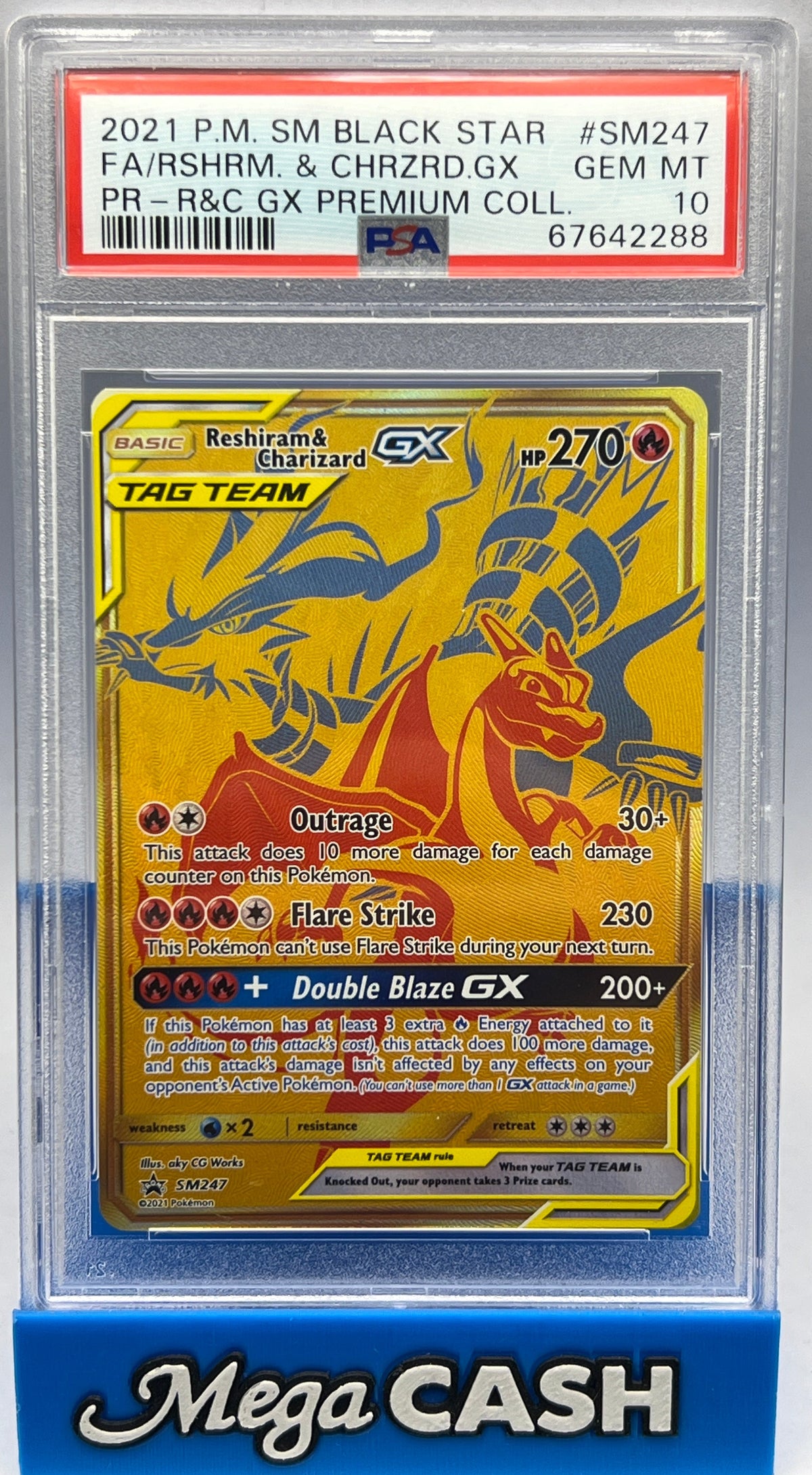 Pokémon - PSA 10 Reshiram & Charizard Gx SM247