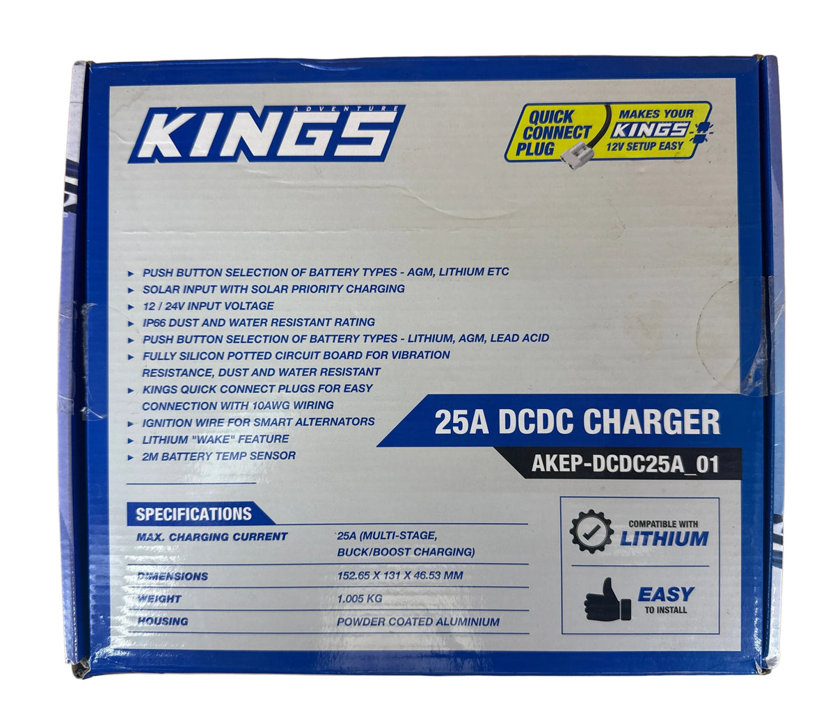 KINGS - 25A 12V DCDC Charger + 6m Solar Lead - AKEP-DCDC25A_01