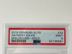 2019 Donruss Elite Anthony Davis Spellbound Gold #32 “V” - PSA 9