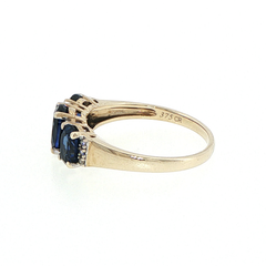 9ct Yellow Gold Royal Blue Three-Stone and Diamond Ring