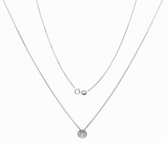 9ct White Gold Lab Grown Diamond Halo Pendant Necklace