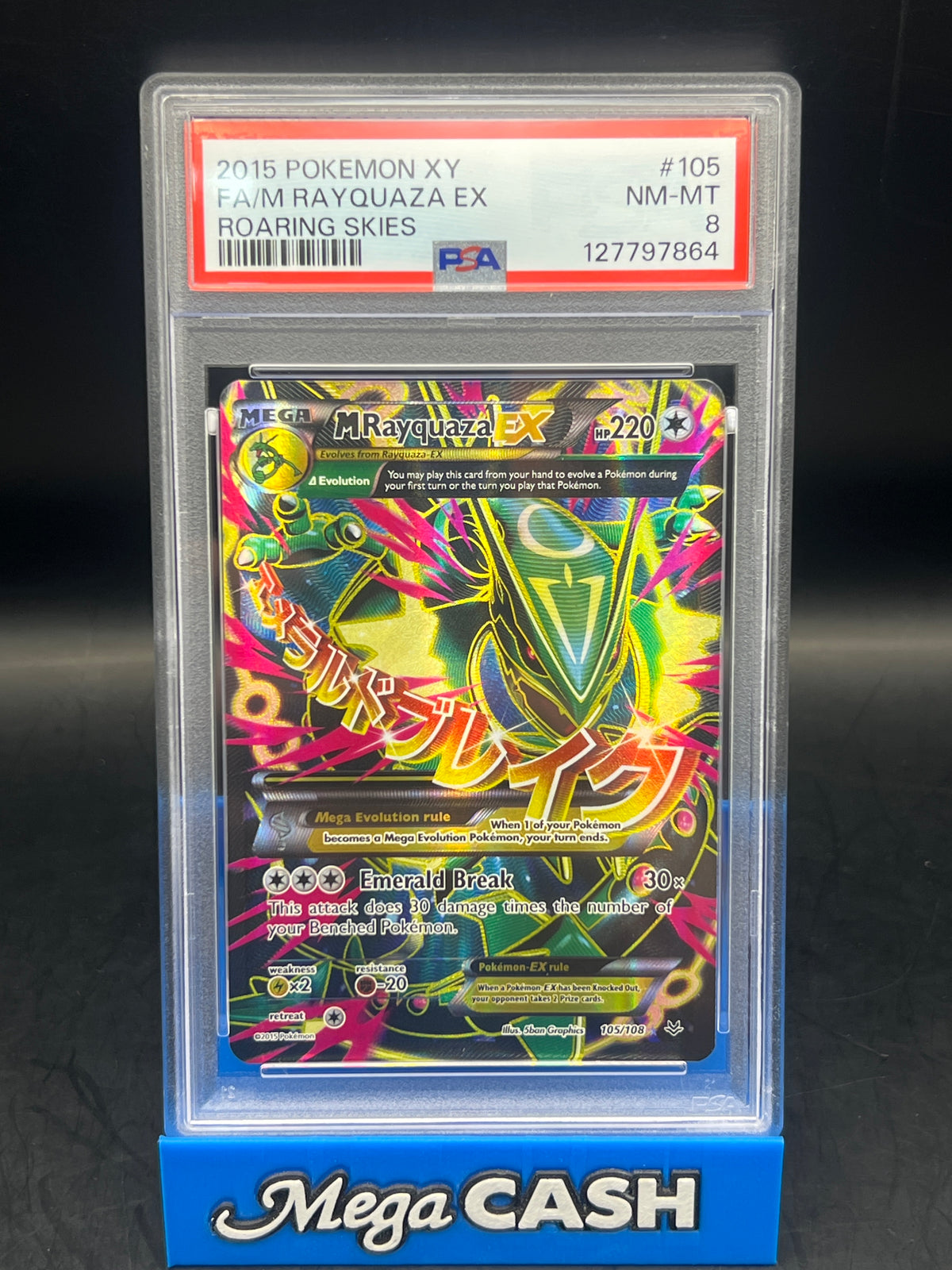 PSA 8  M Rayquaza 105/108 roaring Skies
