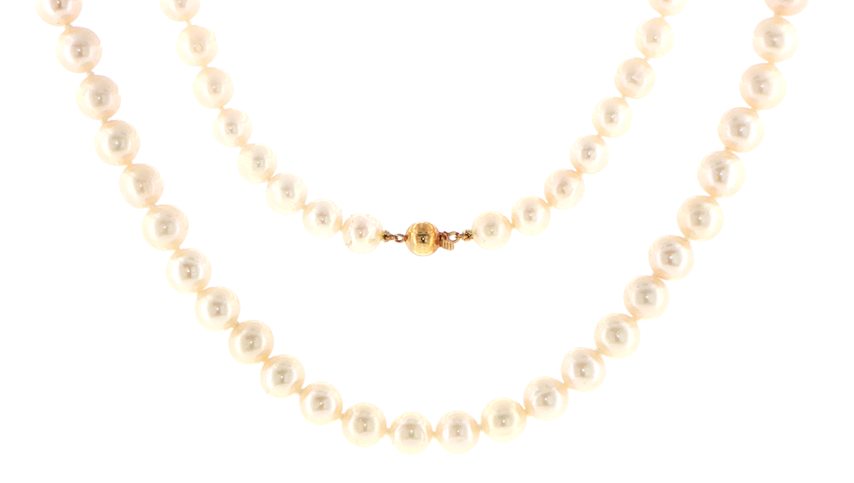 Classic Pearl Strand Necklace with 9ct Gold Ball Clasp - Valued at $1,800!