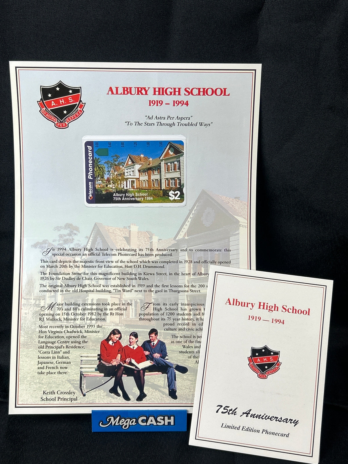 Telecom $2 Phonecard Albury High School 1919-1994