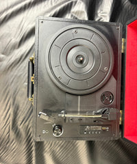 SIGNIFY PORTABLE RECORD PLAYER - BLACK LEATHER BRIEFCASE STYLE - WITH POWER CORD