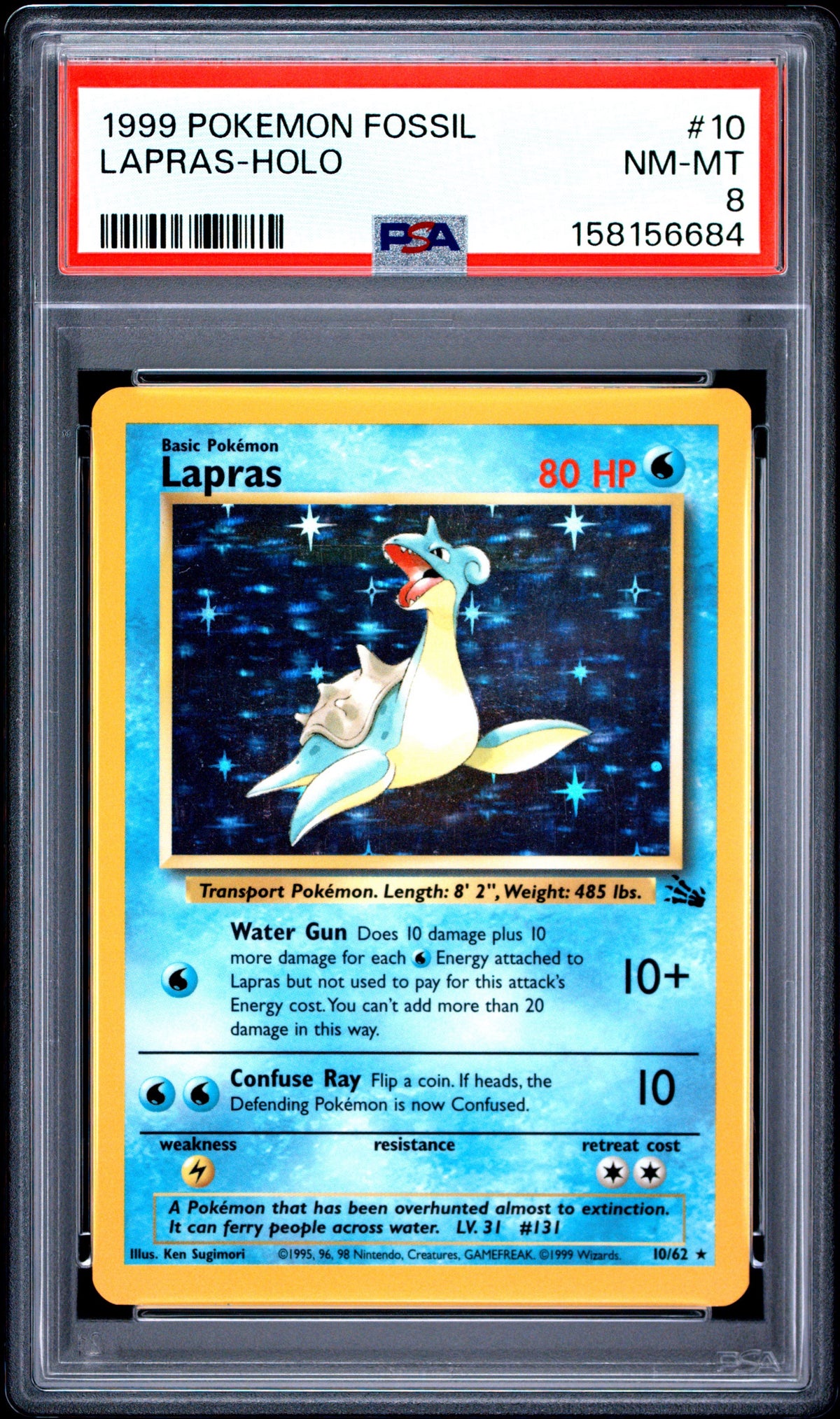 Pokemon PSA 8 Lapras 10/62 Holo Fossil