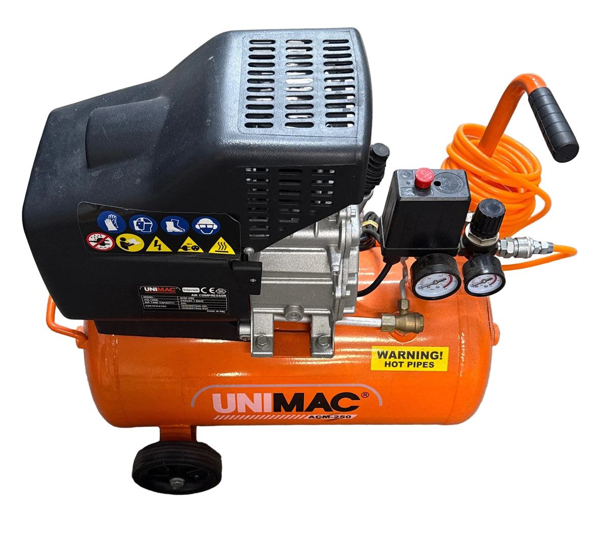 UNIMAC - 24L Portable Electric 2HP Air Compressor, Direct Drive, for Airtools Tyre Inflation - ACM-250
