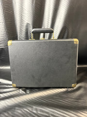 SIGNIFY PORTABLE RECORD PLAYER - BLACK LEATHER BRIEFCASE STYLE - WITH POWER CORD