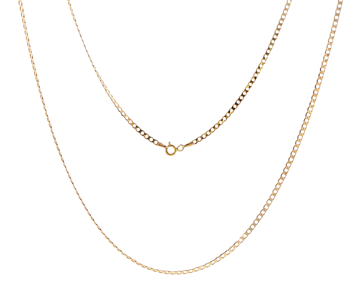 9ct Yellow Gold Delicate Flat Curb Chain Necklace