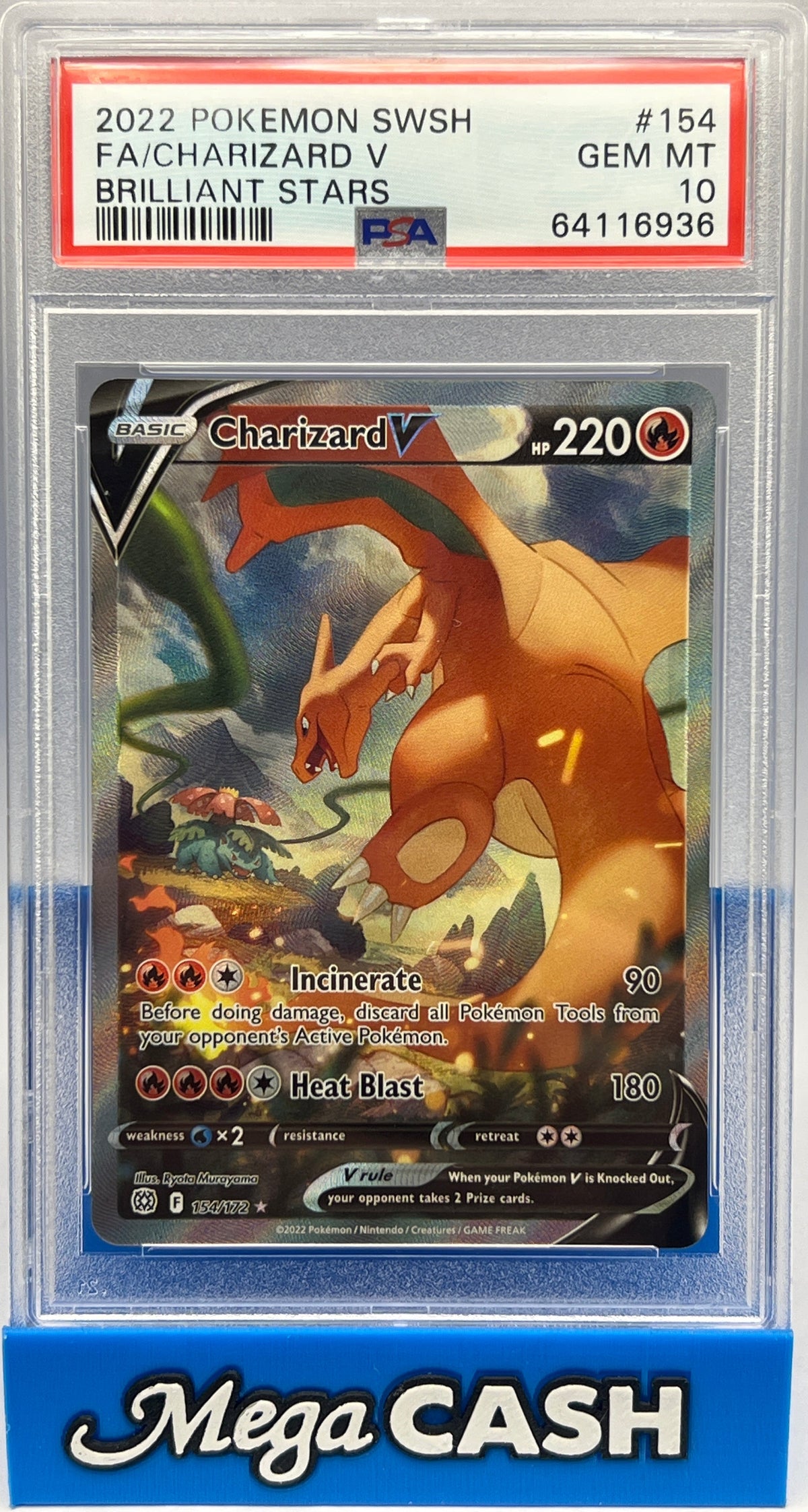 Pokémon - PSA 10 Charizard V 154/172 Brilliant Stars