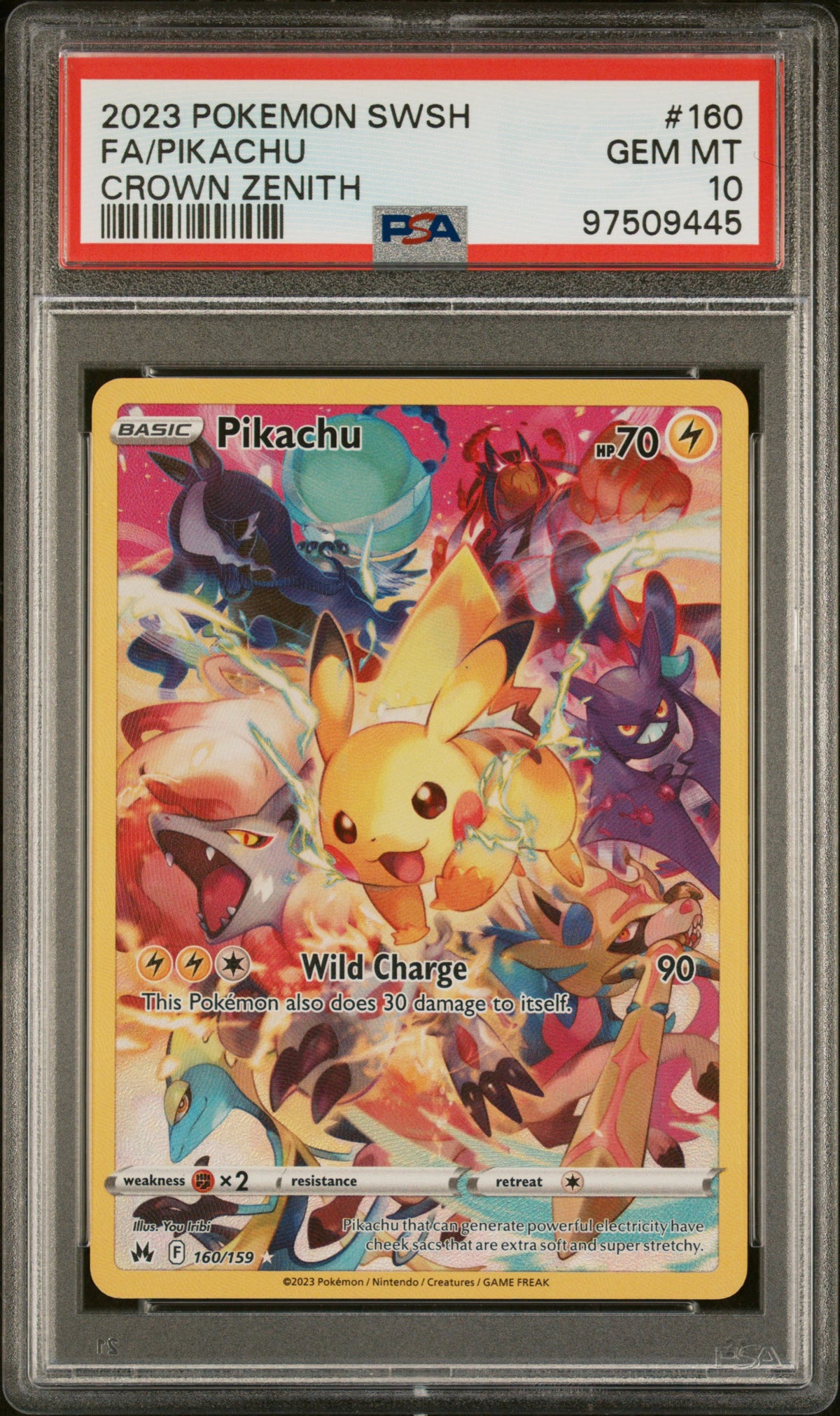 Pokemon PSA 10 Pikachu 160/159 Crown Zenith