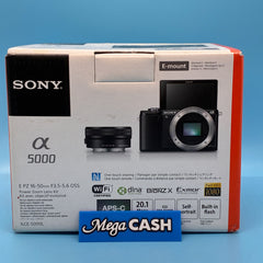 SONY A5000 | OPTICAL STEADY SHOT 3.5-5.6/16-50 1650 CAMERA LENS - W/ BOX, MANUALS, CHARGING CABLE