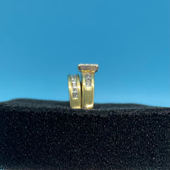 Ladies 18ct With Diamond Stone Solid Gold Ring Set Of 2 Size -6/ Size L / 12-52
