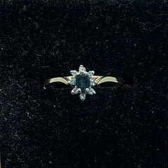 Ladies 9ct With Diamond & Black Stone Solid Gold Ring Size 6.5 / Size N/ 13-53