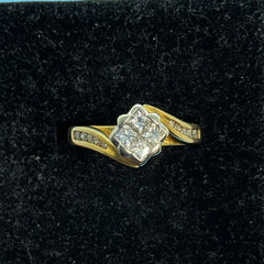 Ladies 18ct With Diamond Stone Solid Gold Ring Size -7 / Size O / 15-55
