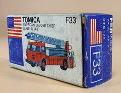 Tomica American Ladder Chief Fire Truck - F33 - Scale 1/143 - Vintage