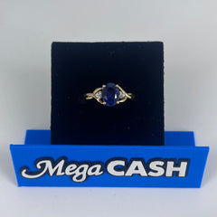 Ladies 9ct With Diamond & Blue stone Solid Gold Ring Size 7/ Size O/ 15-55