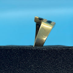 Ladies 18ct With Black & Diamond Stone Solid Gold Ring  Size -11 / Size V / 24-64