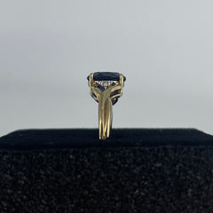 Ladies 9ct With Diamond & Blue stone Solid Gold Ring Size 7/ Size O/ 15-55