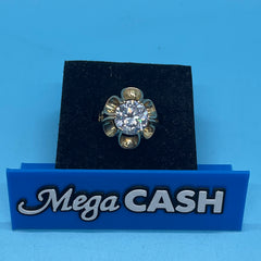 Ladies 9ct With Clear stone Solid Gold Ring Size -5/ Size J/ 9-49