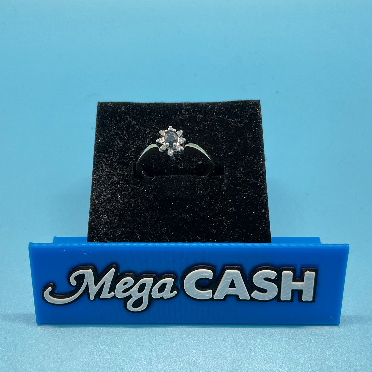 Ladies 9ct With Diamond & Black Stone Solid Gold Ring Size 6.5 / Size N/ 13-53