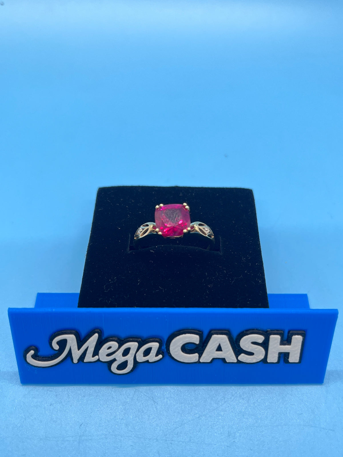 Ladies 9ct With Diamond & Red Stone Solid Gold Ring Size 7.5/O-P/15-55