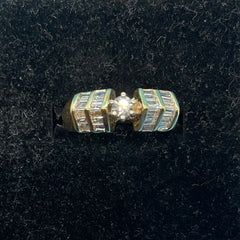 Ladies 14ct With Diamond Stone Solid Gold Ring Size 5/ Size K / 11-51