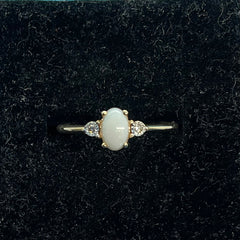 Ladies 9ct With Diamond & Opal Stone Solid Gold Ring Size 7/ Size O/ 15-55