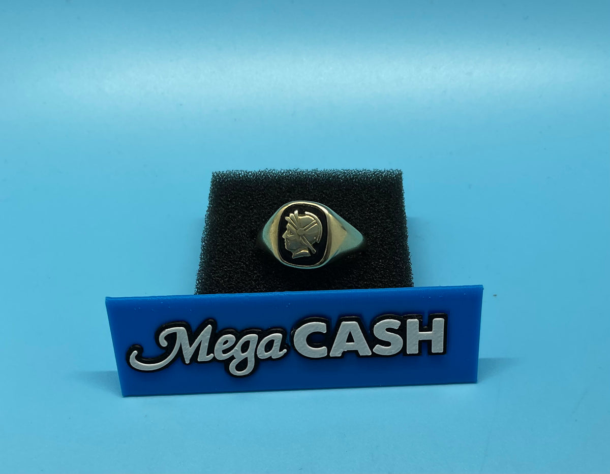 Mens 9ct Onyx Centurion Gold Ring Size T 1/2 / 23-63