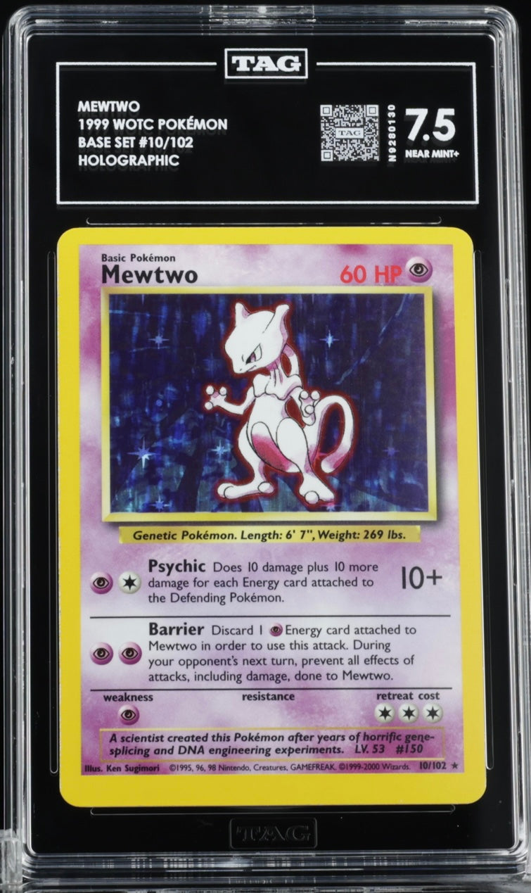 Pokémon - TAG 7.5 Mewtwo 10/102 Holo Base Set Unlimited