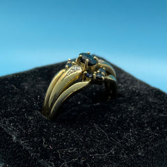 Ladies 9ct With Black stone & Diamond Stone Solid Gold Ring Set of 3 Size 9 / Size S / 20-60