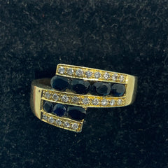 Ladies 18ct With Black & Diamond Stone Solid Gold Ring  Size -11 / Size V / 24-64