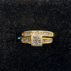 Ladies 18ct With Diamond Stone Solid Gold Ring Set Of 2 Size -6/ Size L / 12-52