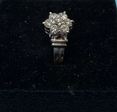 Ladies 9ct White Gold Ring With Diamonds Size O 1/2 / 16-56
