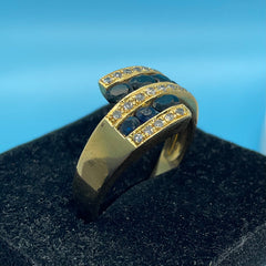 Ladies 18ct With Black & Diamond Stone Solid Gold Ring  Size -11 / Size V / 24-64