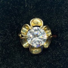 Ladies 9ct With Clear stone Solid Gold Ring Size -5/ Size J/ 9-49