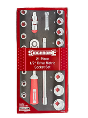 SIDCHROME 21 Piece 1/2” Drive Metric Socket Set - SCMT31221