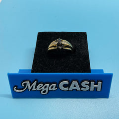 Ladies 9ct With Black stone & Diamond Stone Solid Gold Ring Set of 3 Size 9 / Size S / 20-60