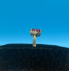 Ladies 9ct With Diamond & Red Stone Solid Gold Ring Size 7.5/ Size O /15-55