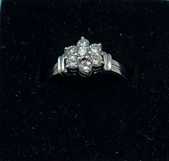 Ladies 9ct White Gold Ring With Diamonds Size O 1/2 / 16-56