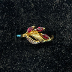Ladies 18ct With Diamond & Red Stone Solid Gold Ring Size -6 / Size L / 11-51