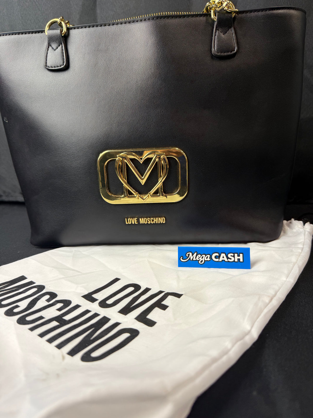 Love Moschino Plaque tote bag faux leather with dust bag