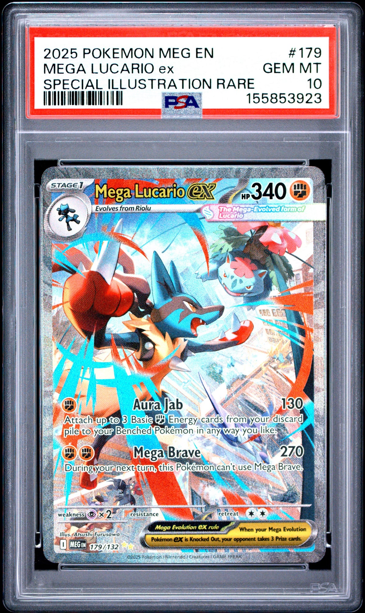 Pokémon - PSA 10 Mega Lucario Ex 179/132 Mega Evolutions Base