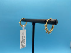 18ct Solid Yellow Gold Loop Shaped Earrings With Unique Ball Patterns