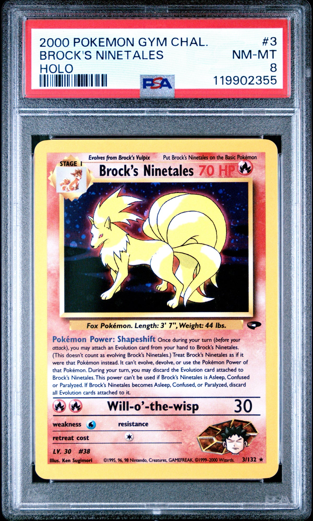 Pokémon - PSA 8 Brock’s Ninetales Holo 3/132 Gym Challenge