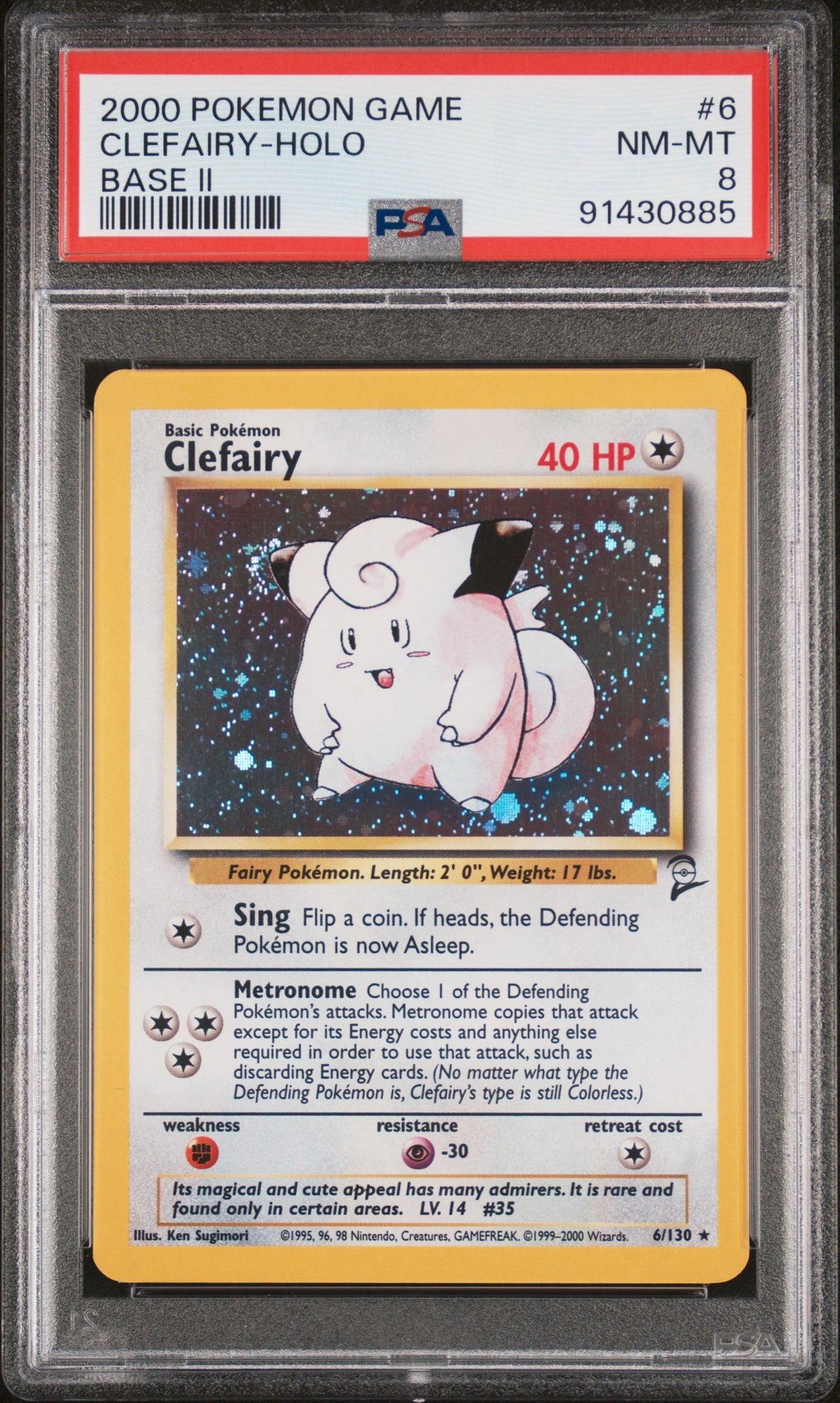 Pokémon - PSA 8 Clefairy 6/130 Base Set 2
